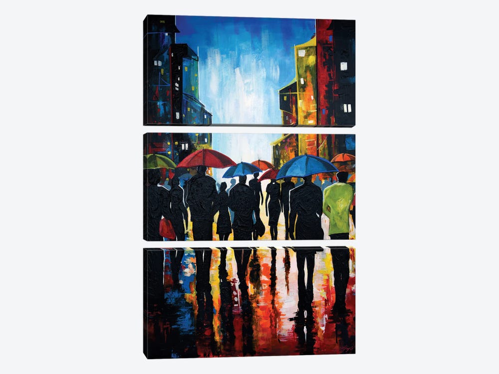 Rainy Night In The City by DionJa'y 3-piece Canvas Artwork