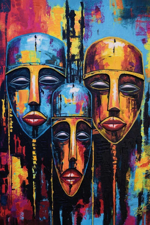 Trio Of Faces by DionJa'y wall art