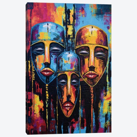 Trio Of Faces Canvas Print #DJY54} by DionJa'y Canvas Art