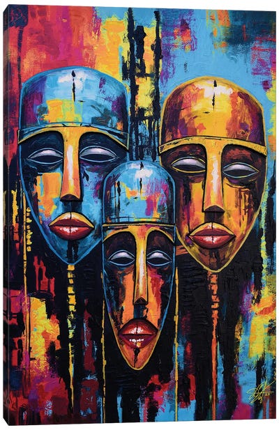 Trio Of Faces Canvas Art Print - African Culture