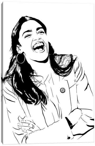 Alexandria Ocasio-Cortez - New York Congresswoman Canvas Art Print - Dropkick Art