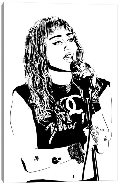 Miley Cyrus Canvas Art Print - Microphone Art