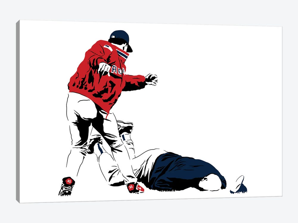 Dropkick Art Large Canvas Art Prints - Pedro Martinez Fighting Don Zimmer ( Sports > Baseball art) - 40x60 in