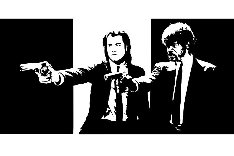 Pulp Fiction - John Travolta And Samuel L. Jackson by Dropkick Art wall art