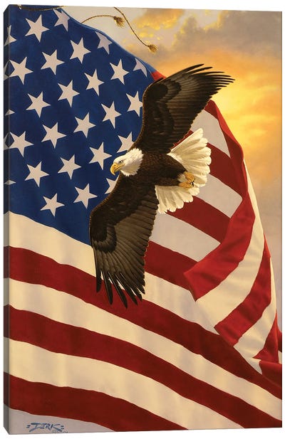 For God And Country Canvas Art Print - Eagle Art