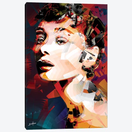 Audrey Hepburn Canvas Print #DKK1} by Darkko Canvas Wall Art