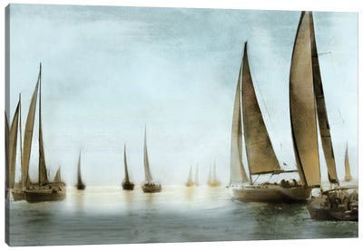 Golden Sails Canvas Art Print - Sailboat Art
