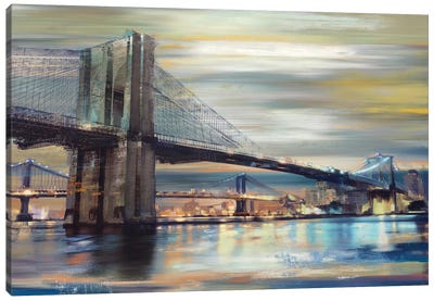 Twilight Crossing Canvas Art Print - Brooklyn Bridge