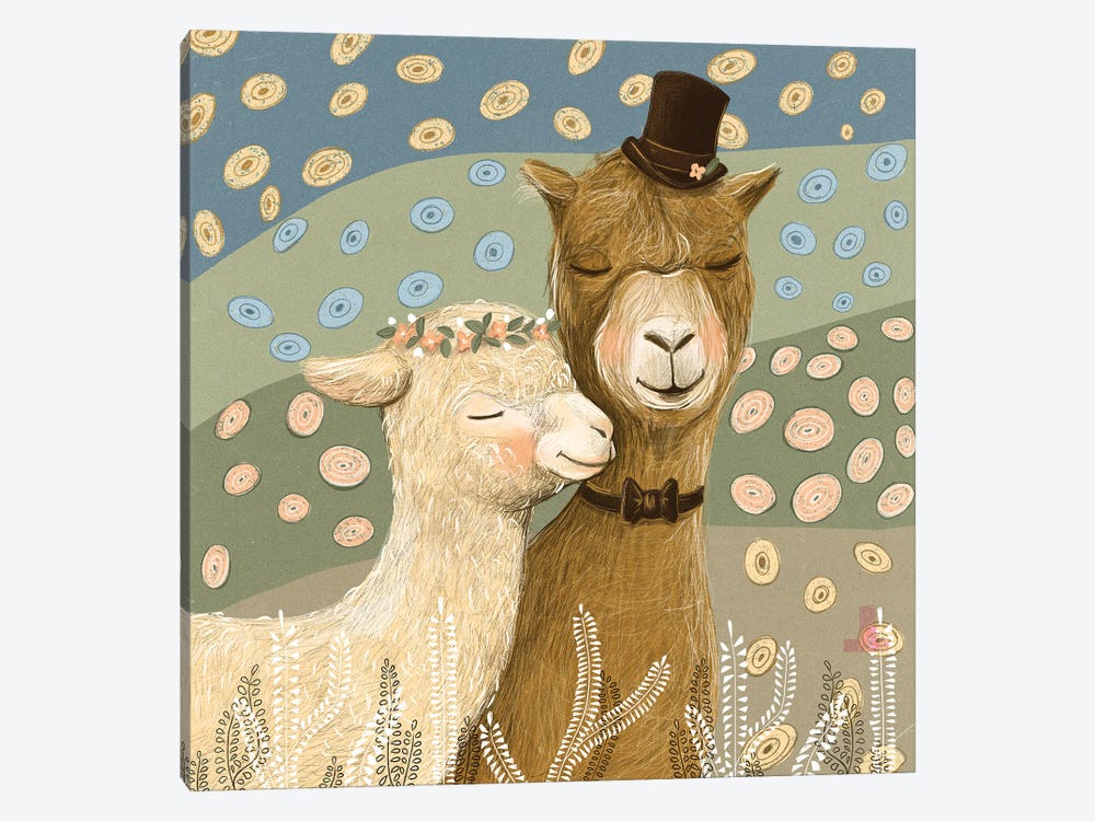 Llamas by Dasha Kryukova 1-piece Canvas Art Print