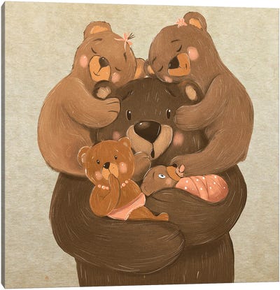 Happy Father Canvas Art Print - Brown Bear Art
