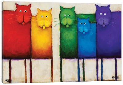 Rainbow Cats Canvas Art Print - Large Colorful Accents