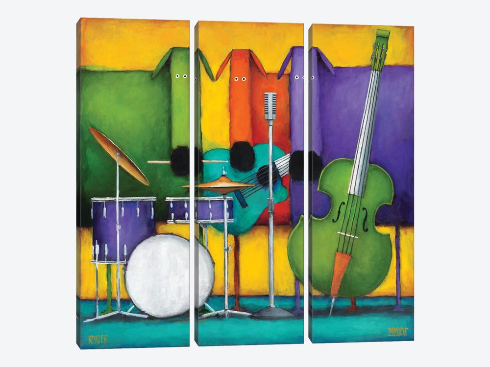 Jam Dogs II by Daniel Patrick Kessler 3-piece Canvas Art
