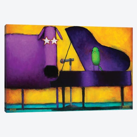 Piano Glam Dog Canvas Print #DKS35} by Daniel Patrick Kessler Canvas Art Print