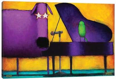 Piano Glam Dog Canvas Art Print - Friendship Art