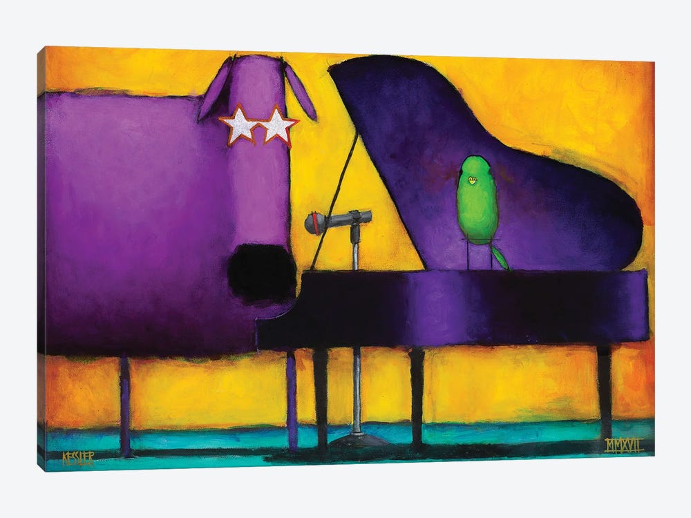 Piano Glam Dog by Daniel Patrick Kessler 1-piece Art Print