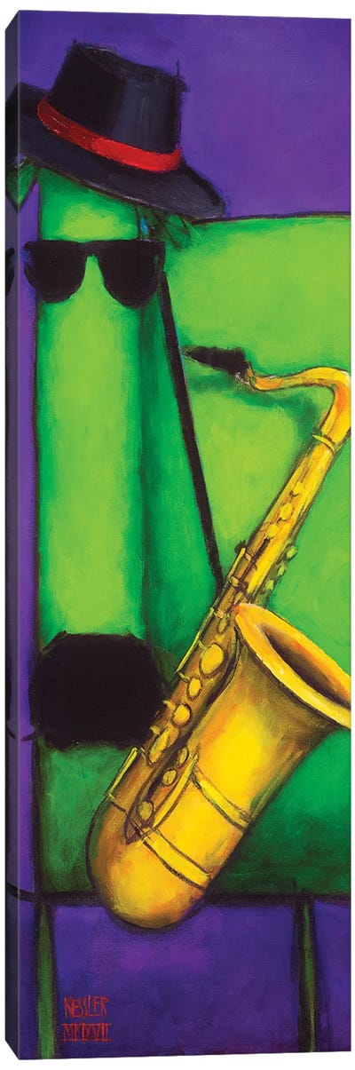 Sax Dog Canvas Art Print - Jazz Art