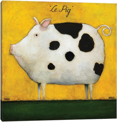 Le Pig I Canvas Art Print - Pig Art
