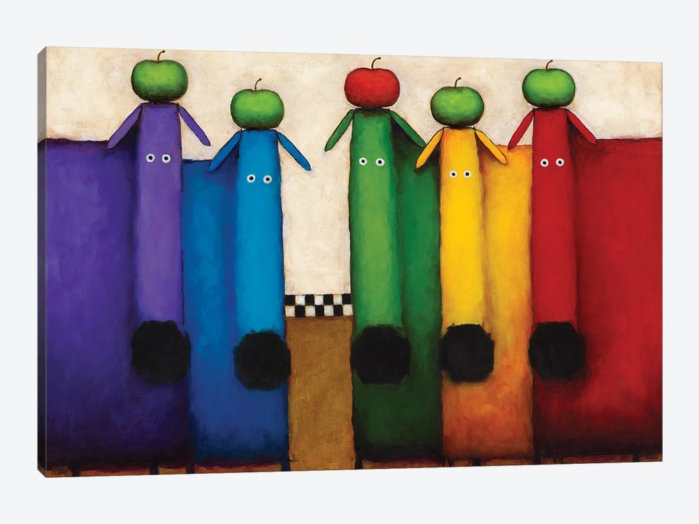 Rainbow Dogs with Apples by Daniel Patrick Kessler 1-piece Canvas Art