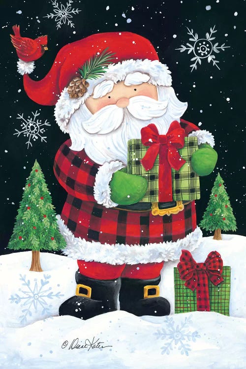 Plaid Santa Claus by Diane Kater wall art