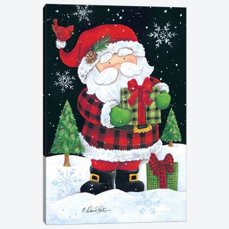 Plaid Santa Claus Canvas Print #DKT17} by Diane Kater Canvas Artwork