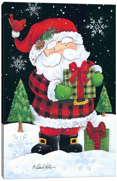 Plaid Santa Claus Canvas Art Print