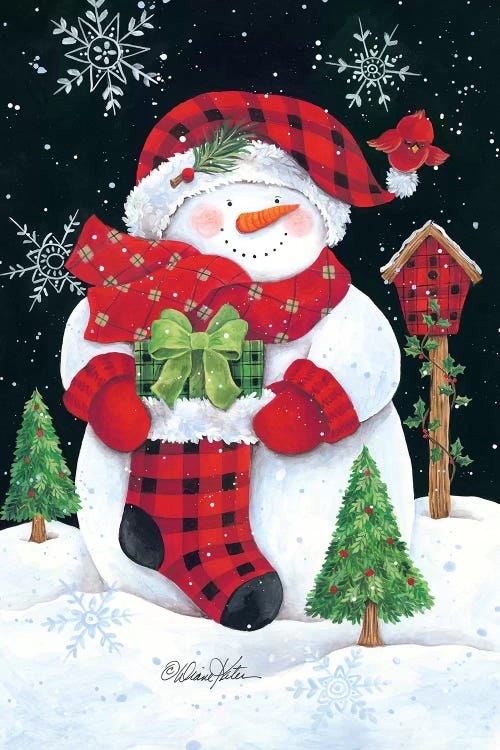 Plaid Snowman by Diane Kater wall art