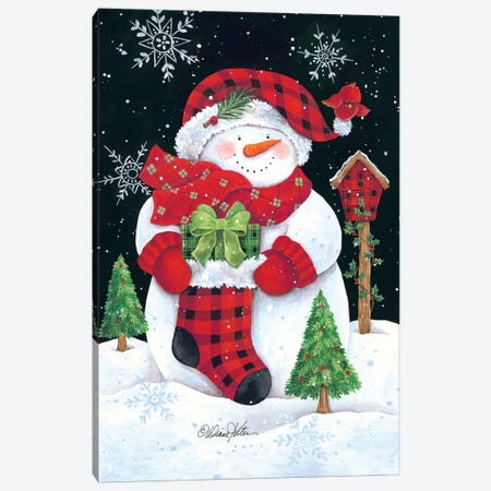 Plaid Snowman Canvas Print #DKT18} by Diane Kater Canvas Print