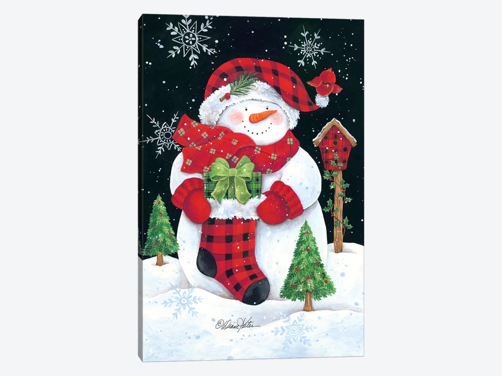 Plaid Snowman by Diane Kater 1-piece Canvas Art Print