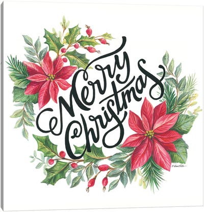 Merry Christmas Wreath Canvas Art Print