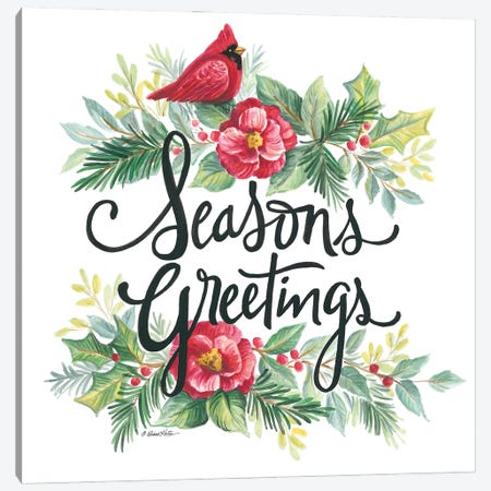 Seasons Greetings Wreath Canvas Print #DKT22} by Diane Kater Canvas Art