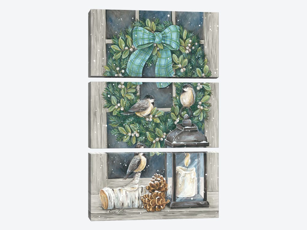 Winter Wreath by Diane Kater 3-piece Canvas Print