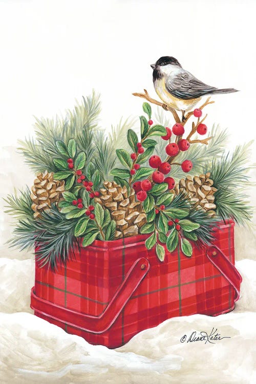 Christmas Lodge Vintage Tin by Diane Kater wall art