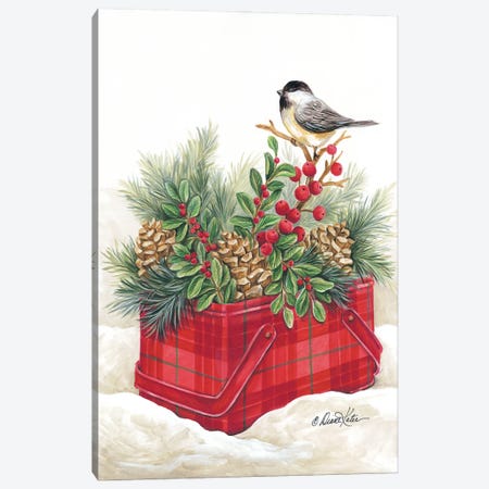 Christmas Lodge Vintage Tin Canvas Print #DKT26} by Diane Kater Art Print