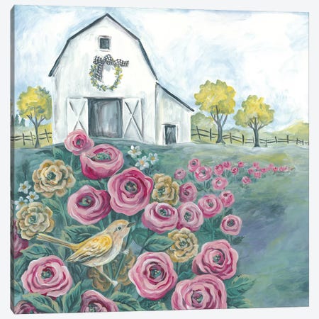 Pink Flower Field Canvas Print #DKT2} by Diane Kater Canvas Artwork