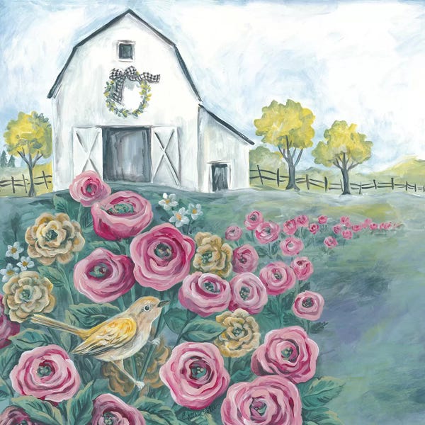 Diane Kater: Pink Flower Field by Diane Kater