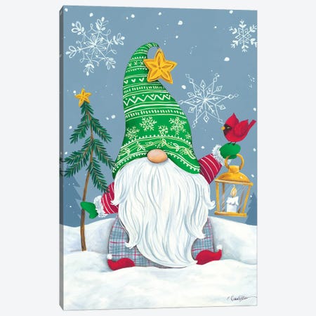 Snowy Gnome with Lantern Canvas Print #DKT32} by Diane Kater Canvas Print