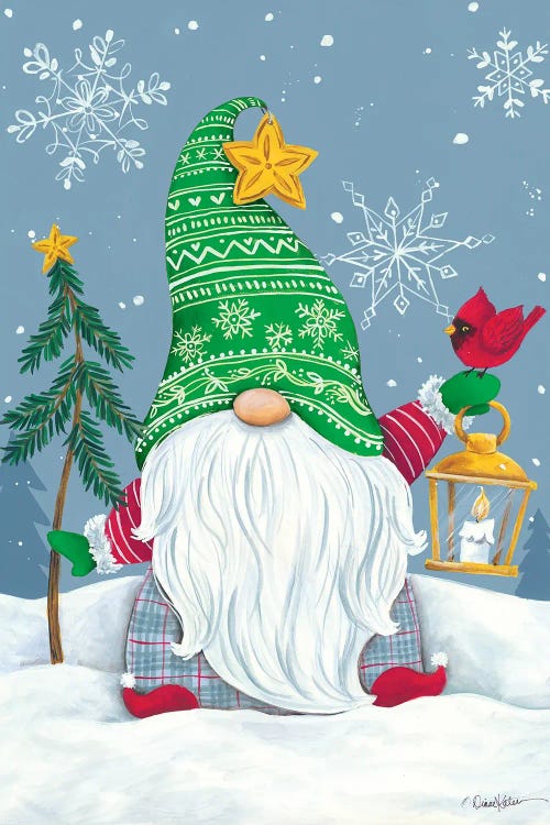 Snowy Gnome with Lantern by Diane Kater wall art