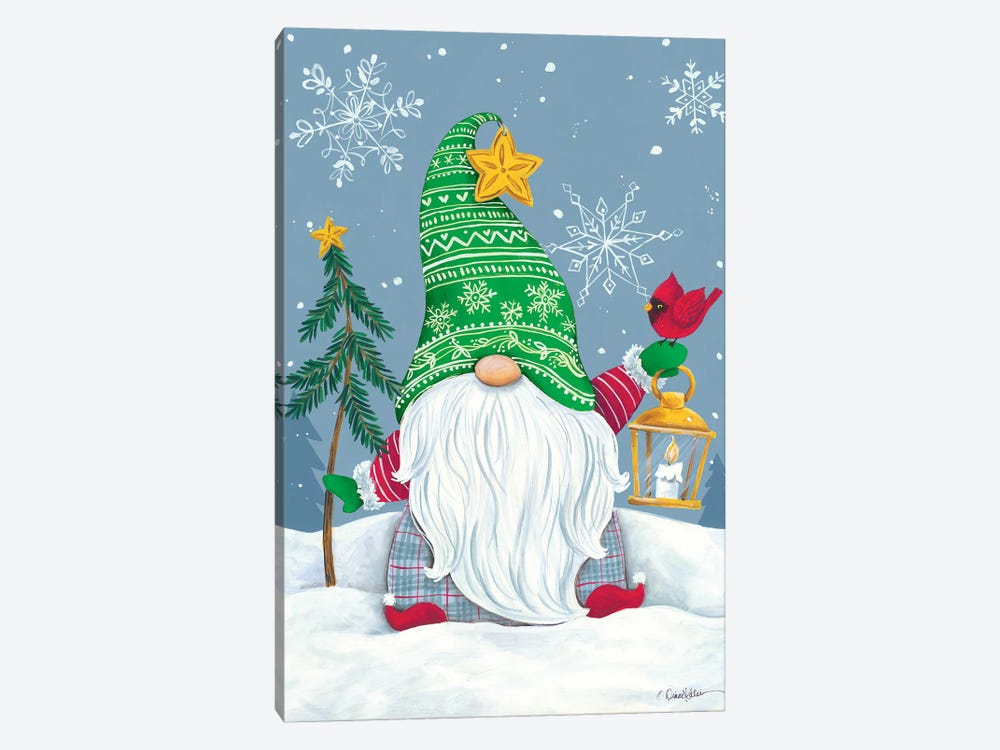 Snowy Gnome with Lantern by Diane Kater 1-piece Canvas Art Print