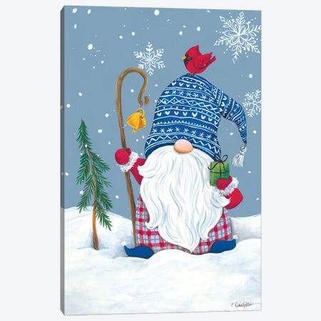 Snowy Gnome with Present Canvas Print #DKT33} by Diane Kater Art Print