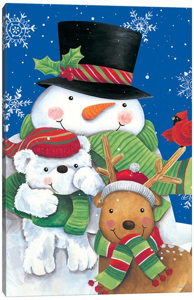 Snowman And Friends Canvas Art Print
