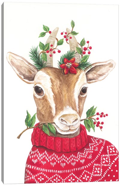 Christmas Goat Canvas Art Print