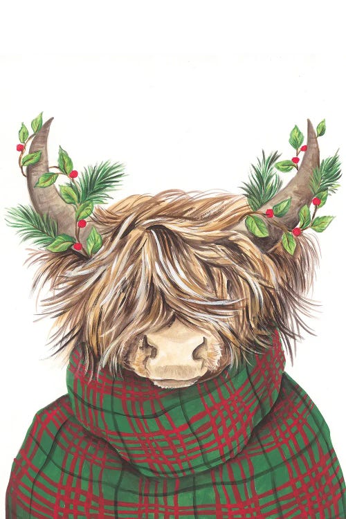 Christmas Highland Cow by Diane Kater wall art