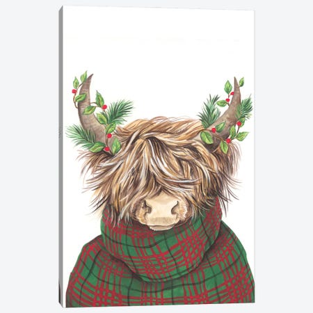 Christmas Highland Cow Canvas Print #DKT53} by Diane Kater Canvas Art Print