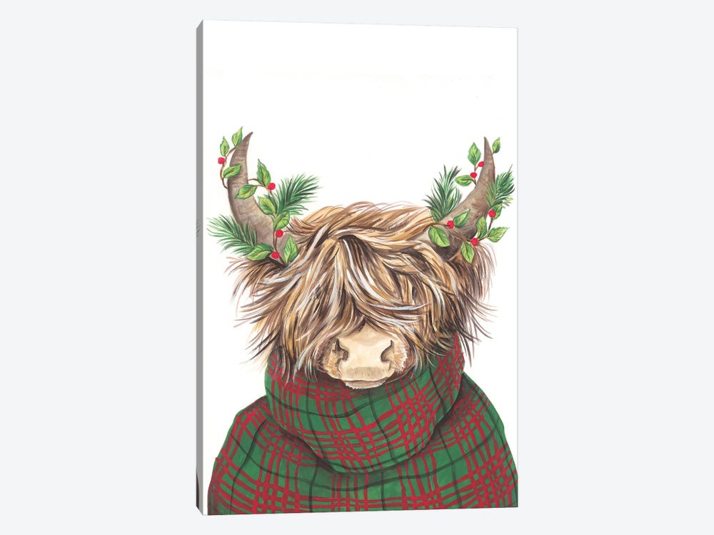 Christmas Highland Cow by Diane Kater 1-piece Canvas Wall Art