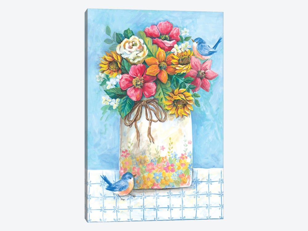 Floral Vase by Diane Kater 1-piece Canvas Wall Art