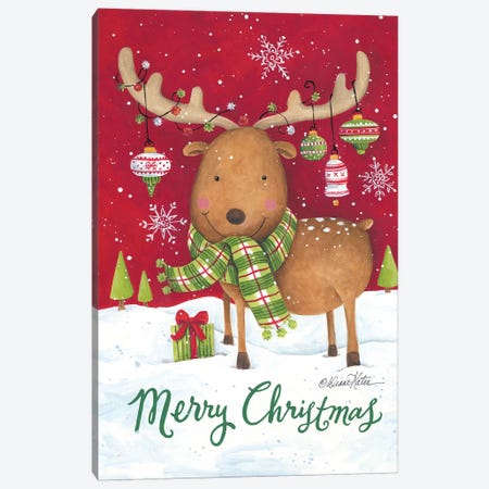 Merry Christmas Reindeer Canvas Print #DKT5} by Diane Kater Canvas Art Print