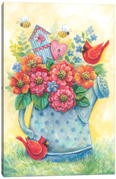 Springtime Watering Can Canvas Art Print