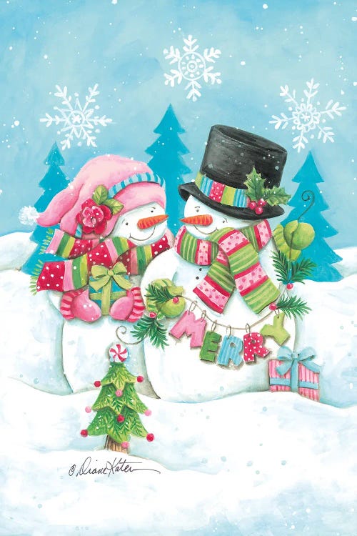 Happy Holidays Snow Couple by Diane Kater canvas print