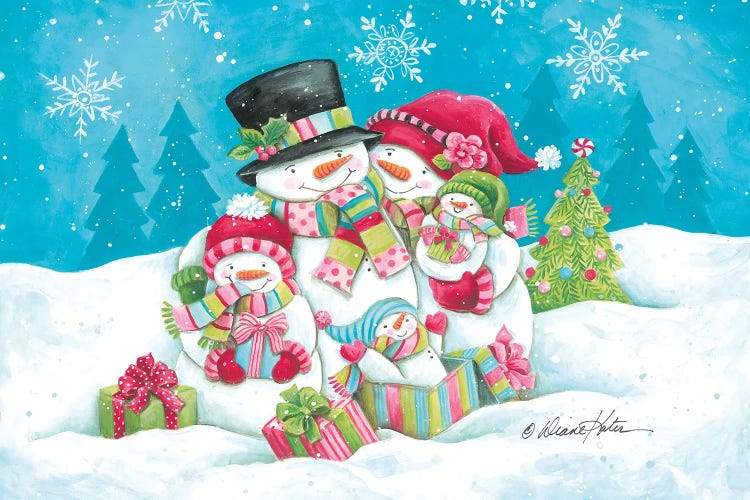 Happy Holidays Snow Family by Diane Kater canvas print