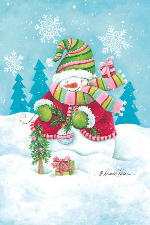 Happy Holidays Snowman by Diane Kater canvas print